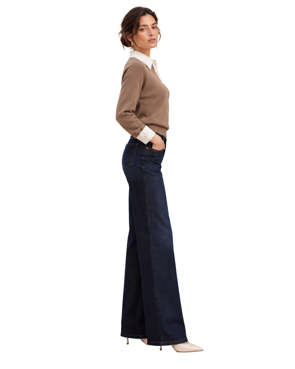 The Lettie Wide Leg Denim Trousers