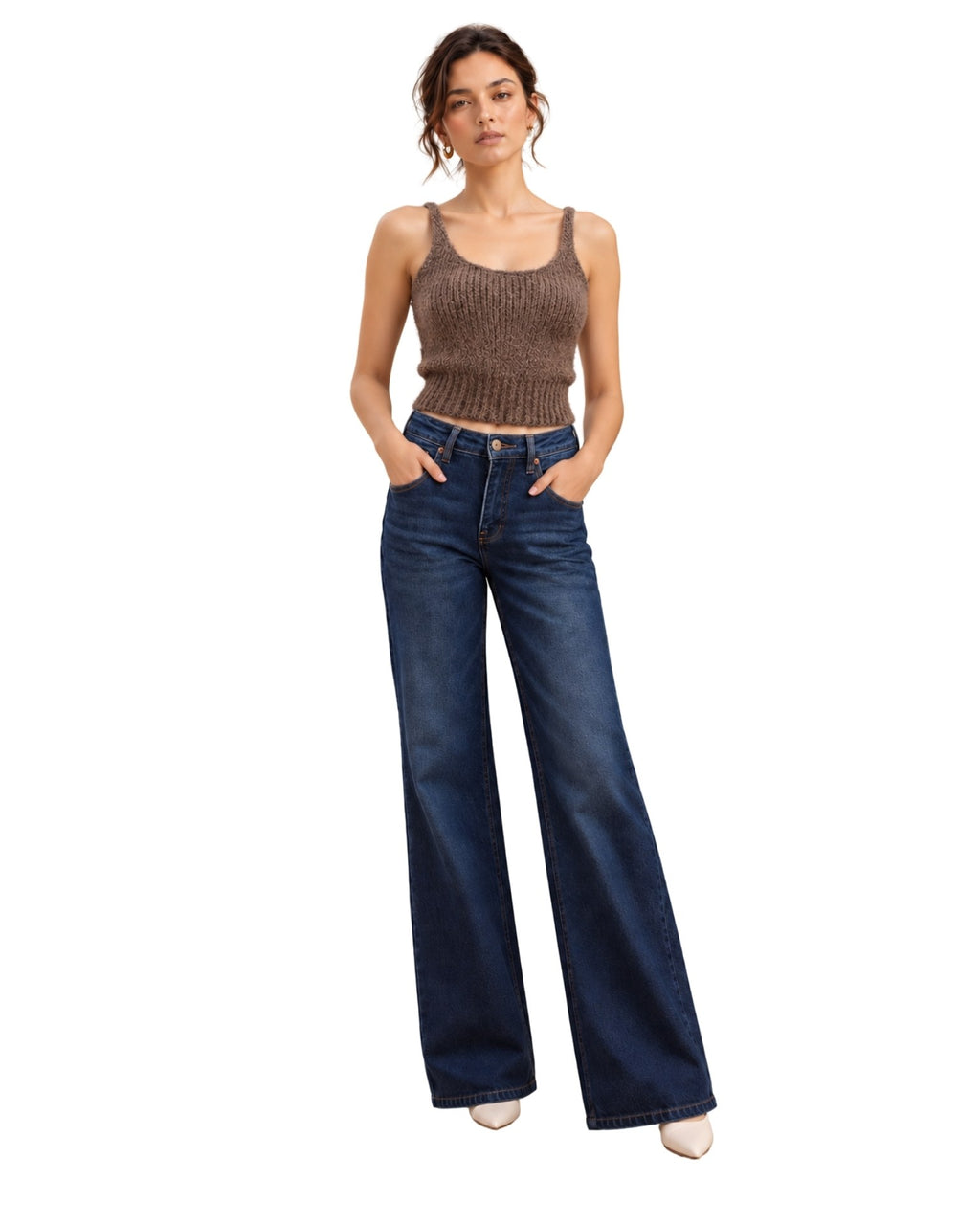 The Tori Fringed Hem Knit Tank Top - Taupe