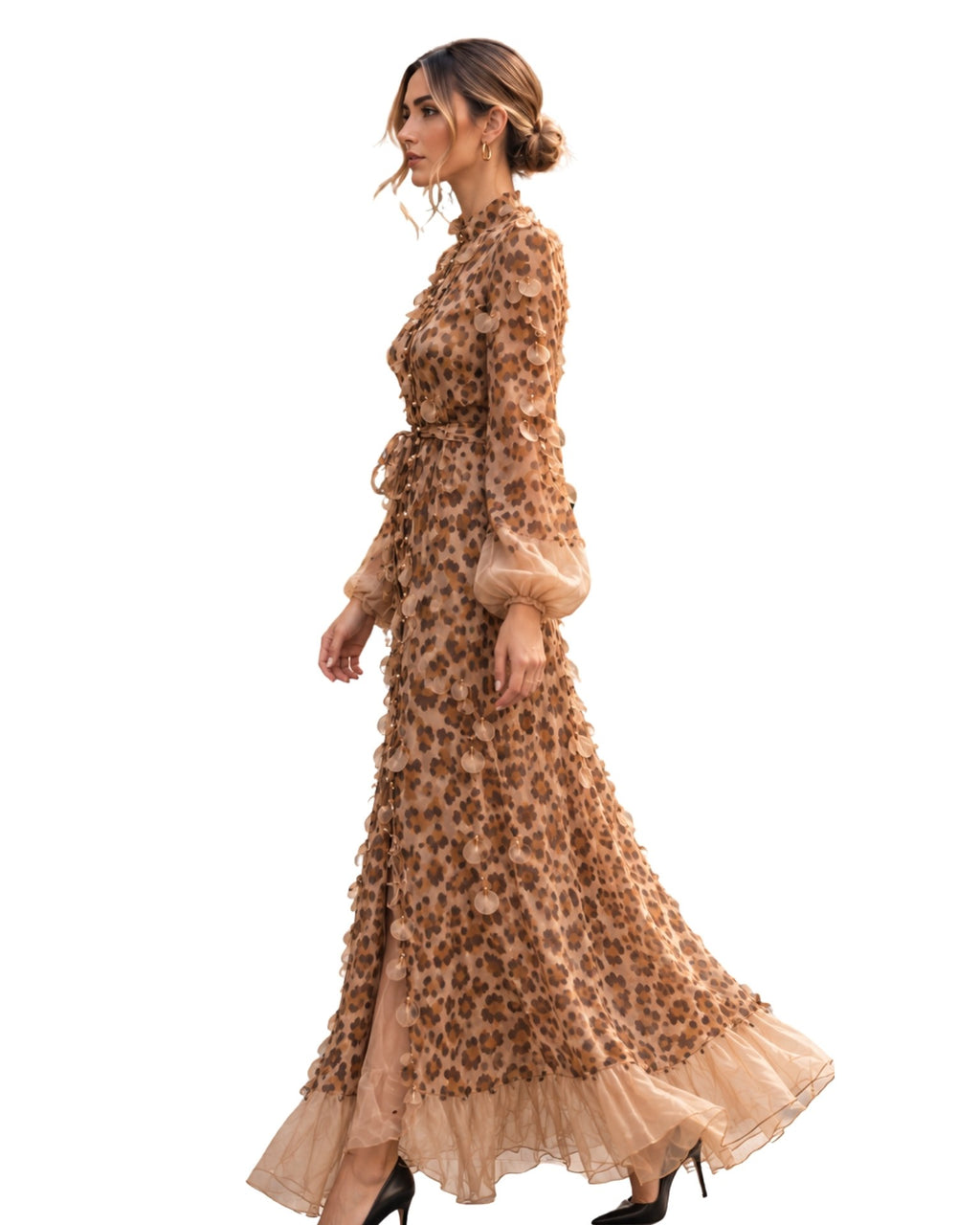 The Leopard Print Ruffle Midi Dress