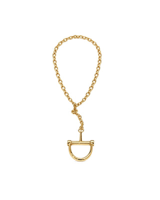 Equestria Pendant Chain Necklace, product view of the gold chain with a stirrup-shaped pendant