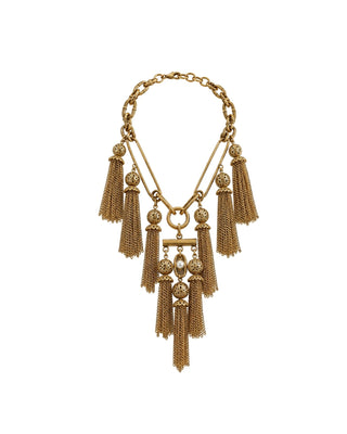 The Elle Vintage Drop Chains Big Necklace – product view, gold chain with tassel drops