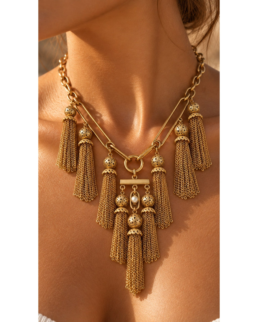 The Elle Vintage Drop Chains Big Necklace