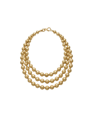 The Hannah Gold Beads Necklace – product view, three strands of gold beads