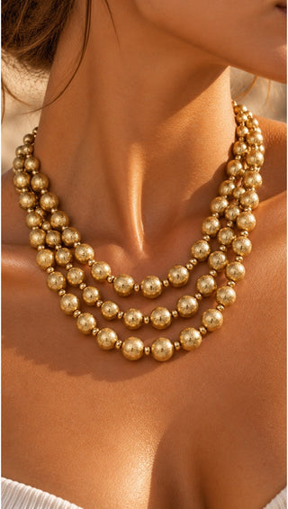 The Hannah Gold Beads Necklace – worn on model