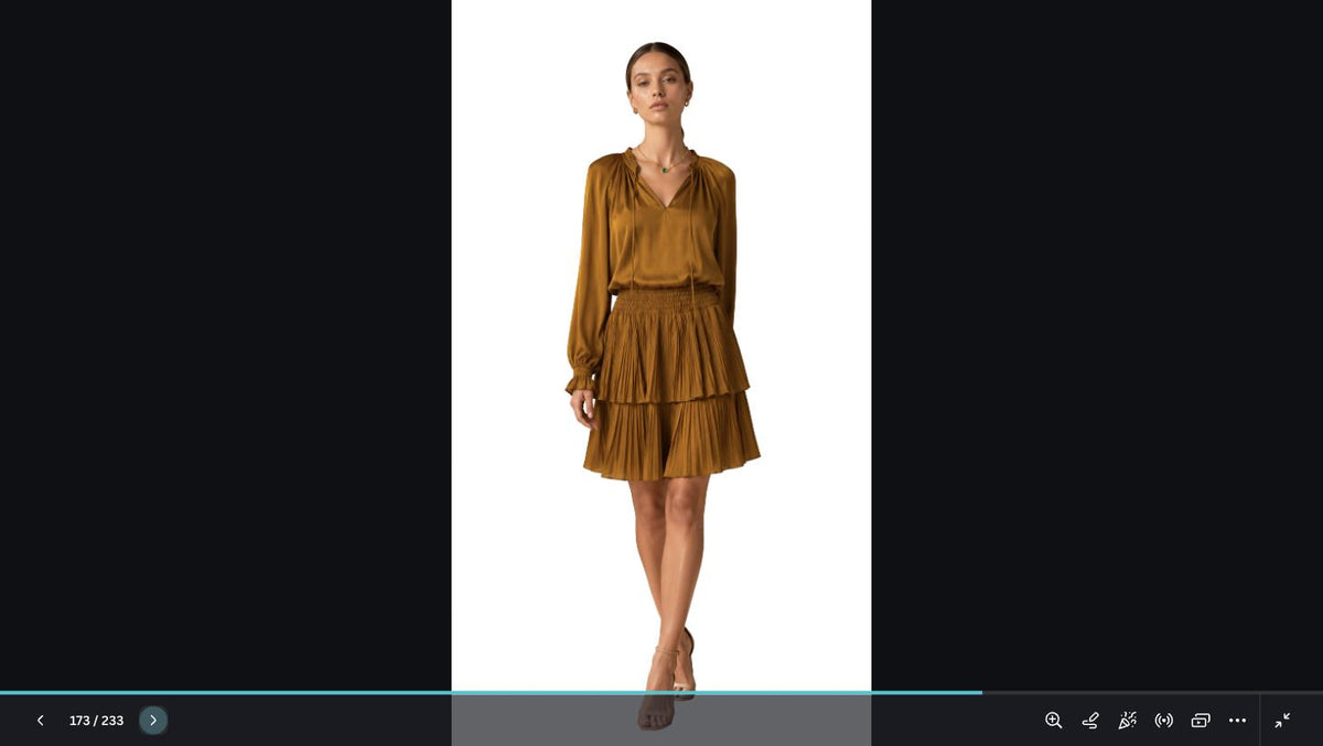 The Carly Ruffle Neck Pleated Silk Dress