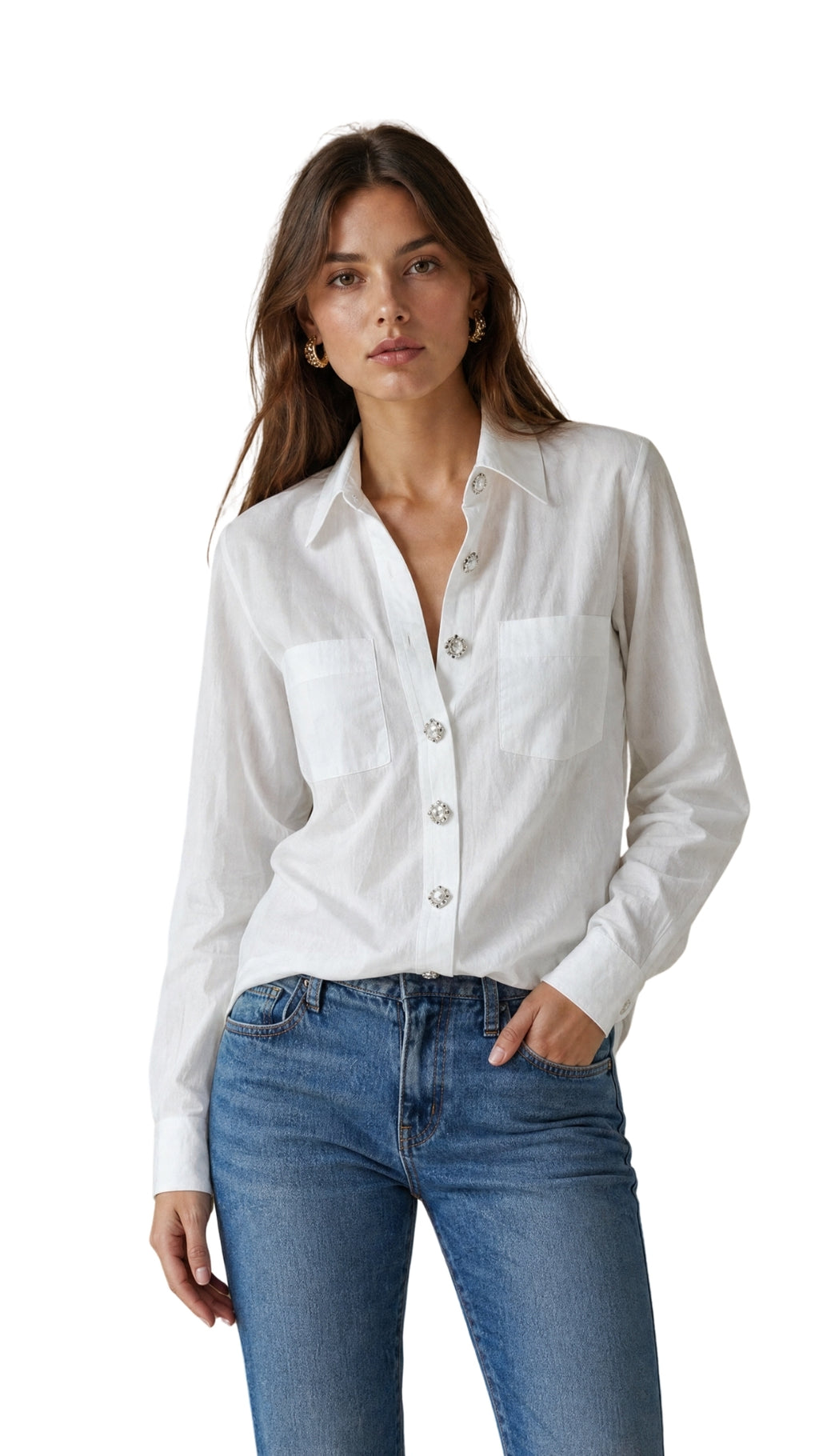 The Vintage Jewel Button Long Sleeve Shirt