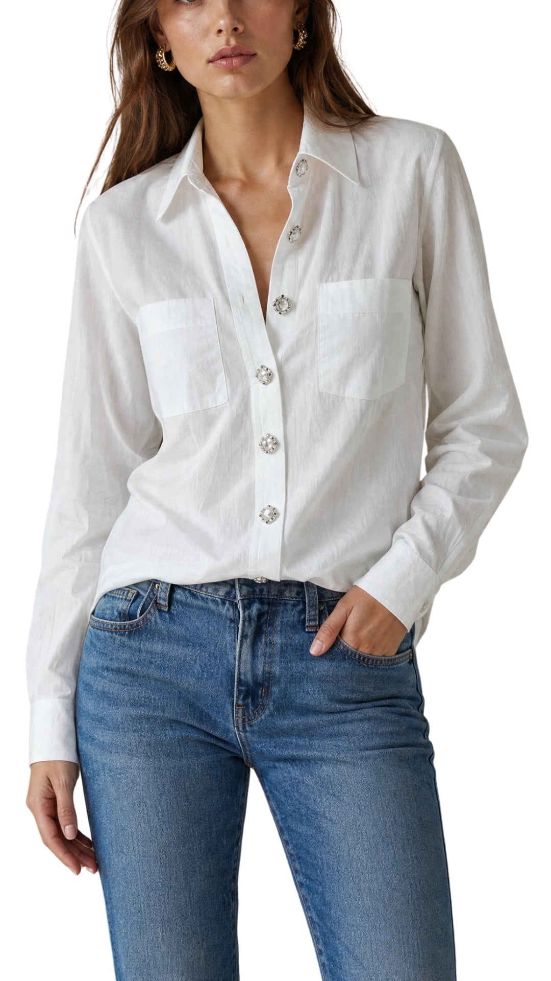 The Vintage Jewel Button Long Sleeve Shirt